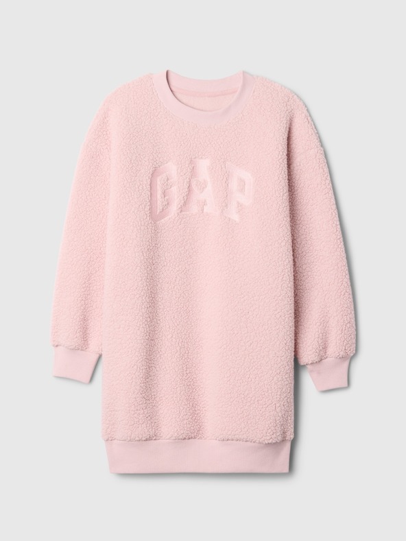 GAP Dětské mikinové oversize sherpa šaty s logem GAP
