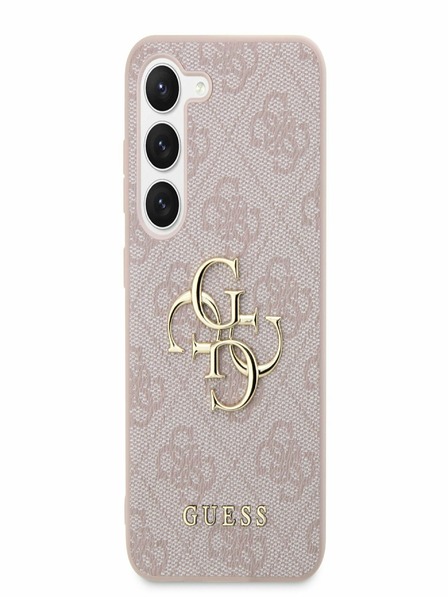 Guess PU 4G Metal Logo Zadní Kryt pro Samsung Galaxy S23 Pink Obal na telefon