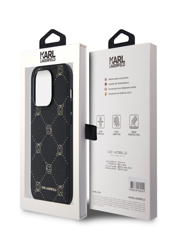 Karl Lagerfeld PU Karl Heads Pattern Magsafe Zadní Kryt pro iPhone 14 Pro Max Black Karl Lagerfeld