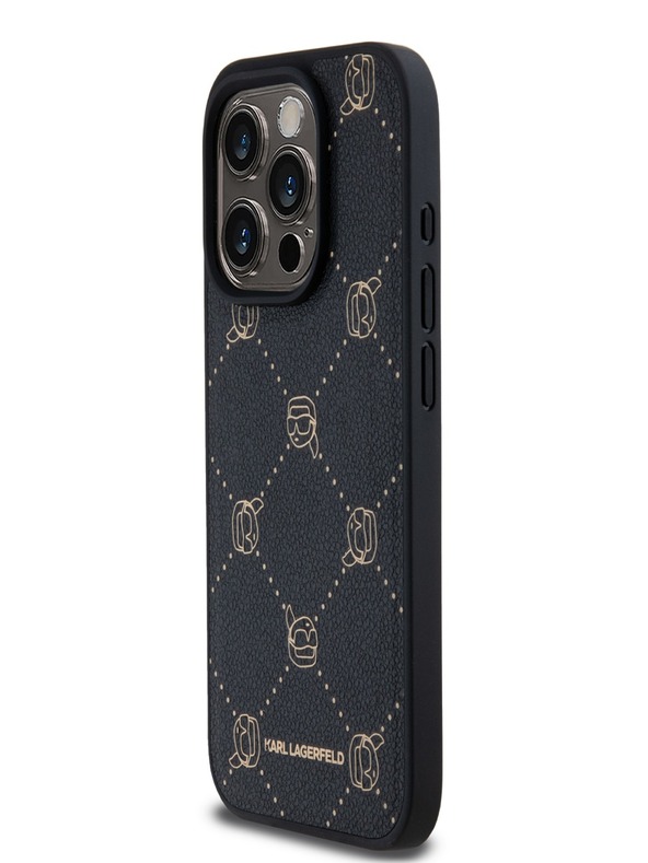 Karl Lagerfeld PU Karl Heads Pattern Magsafe Zadní Kryt pro iPhone 15 Pro Max Black Karl Lagerfeld