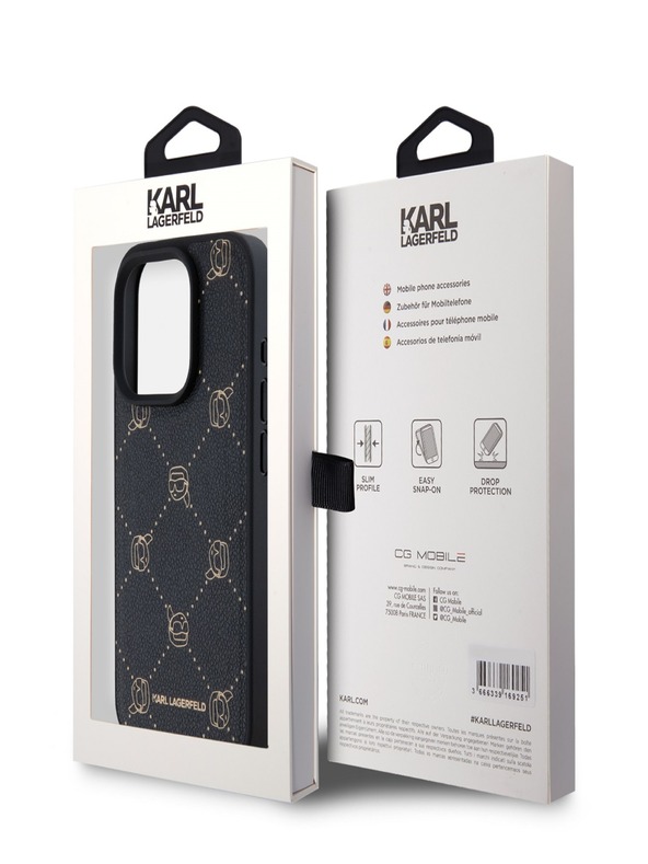 Karl Lagerfeld PU Karl Heads Pattern Magsafe Zadní Kryt pro iPhone 15 Pro Max Black Karl Lagerfeld
