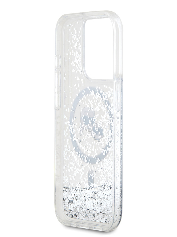 Karl Lagerfeld Karl Lagerfeld Liquid Glitter Karl and Choupette Heads MagSafe Zadní Kryt pro iPhone 15 Pro Transparent