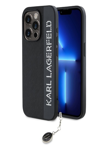 Karl Lagerfeld Karl Lagerfeld PU Saffiano Rhinestone Charm Zadní Kryt pro iPhone 15 Pro Max Black