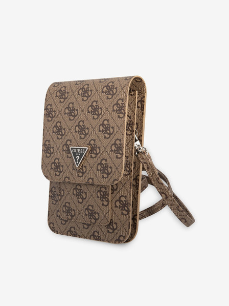 Guess Guess PU 4G Triangle Logo Taška na Telefon Brown