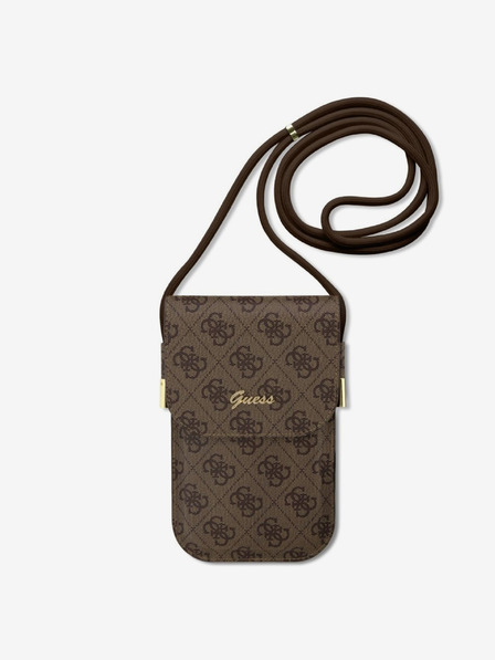 Guess Guess PU 4G Metal Logo Script Taška na Telefon Brown