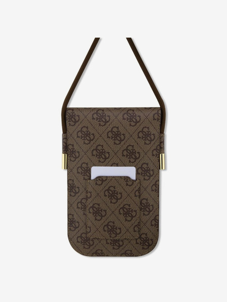 Guess Guess PU 4G Metal Logo Script Taška na Telefon Brown
