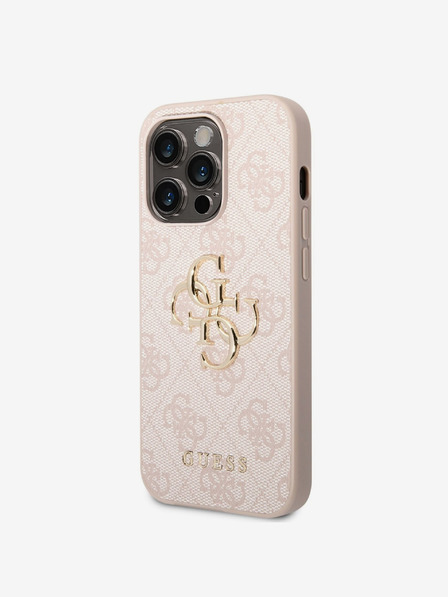 Guess Guess PU 4G Metal Logo Zadní Kryt pro iPhone 14 Pro Max Pink