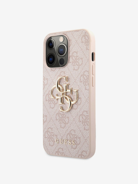 Guess Guess PU 4G Metal Logo Zadní Kryt pro iPhone 13 Pro Pink