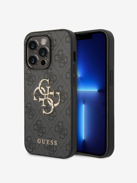 Guess Guess PU 4G Metal Logo Zadní Kryt pro iPhone 15 Pro Grey