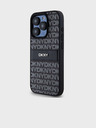 DKNY PU Leather Repeat Pattern Tonal Stripe Zadní Kryt pro iPhone 15 Pro Black DKNY