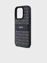 DKNY PU Leather Repeat Pattern Tonal Stripe Zadní Kryt pro iPhone 15 Pro Black DKNY