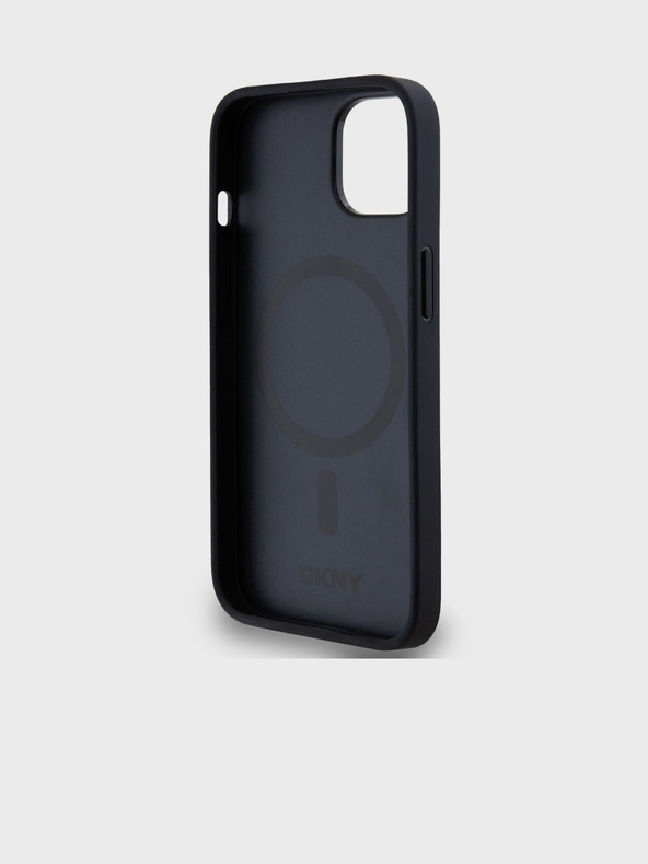 DKNY PU Leather Repeat Pattern Stack Logo Magsafe Zadní Kryt pro iPhone 15 Black DKNY