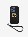 DKNY PU Leather Stack Logo Wrist Strap Zadní Kryt pro iPhone 15 Pro Black DKNY