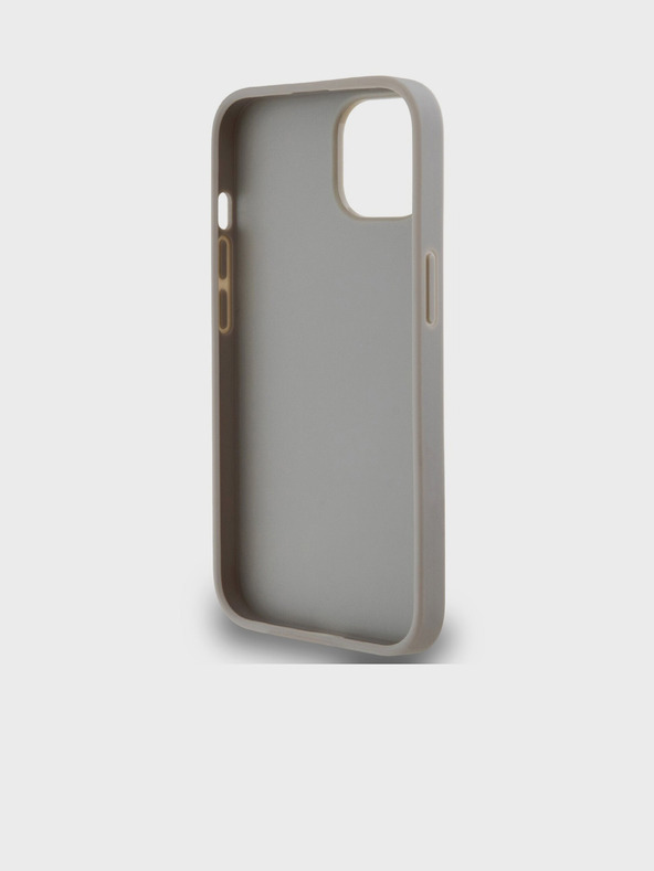 DKNY PU Leather Repeat Pattern Tonal Stripe Zadní Kryt pro iPhone 14 Beige DKNY