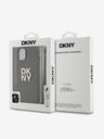 DKNY PU Leather Stack Logo Wrist Strap Zadní Kryt pro iPhone 14 Brown DKNY