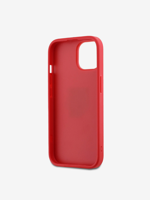 DKNY PU Leather Stack Logo Wrist Strap Zadní Kryt pro iPhone 14 Red DKNY