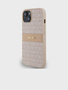 DKNY PU Leather Repeat Pattern Tonal Stripe Zadní Kryt pro iPhone 14 Pink DKNY