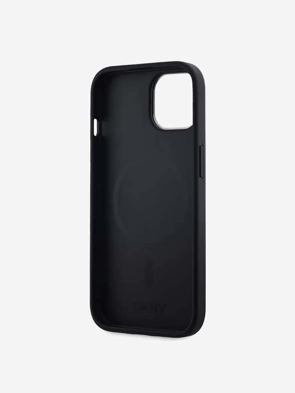DKNY PU Leather Stack Logo Magsafe Zadní Kryt pro iPhone 15 Black DKNY