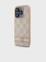 DKNY PU Leather Checkered Pattern and Stripe Zadní Kryt pro iPhone 13 Pro Max Pink DKNY