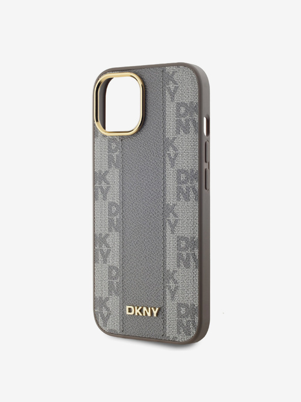DKNY PU Leather Checkered Pattern Magsafe Zadní Kryt pro iPhone 15 Beige DKNY