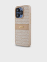 DKNY PU Leather Repeat Pattern Tonal Stripe Zadní Kryt pro iPhone 14 Pro Pink DKNY