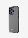 DKNY PU Leather Silver Metal Logo Magsafe Zadní Kryt pro iPhone 15 Pro Max Grey DKNY