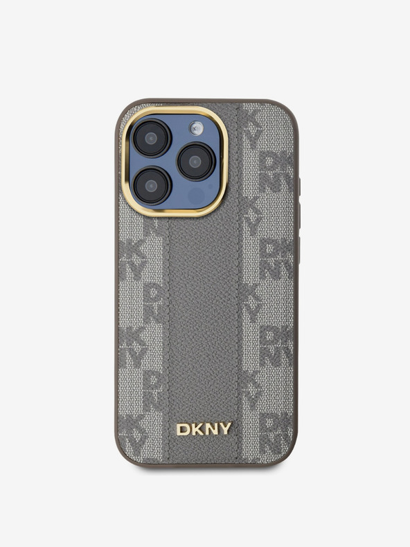 DKNY PU Leather Checkered Pattern Magsafe Zadní Kryt pro iPhone 15 Pro Max Beige DKNY
