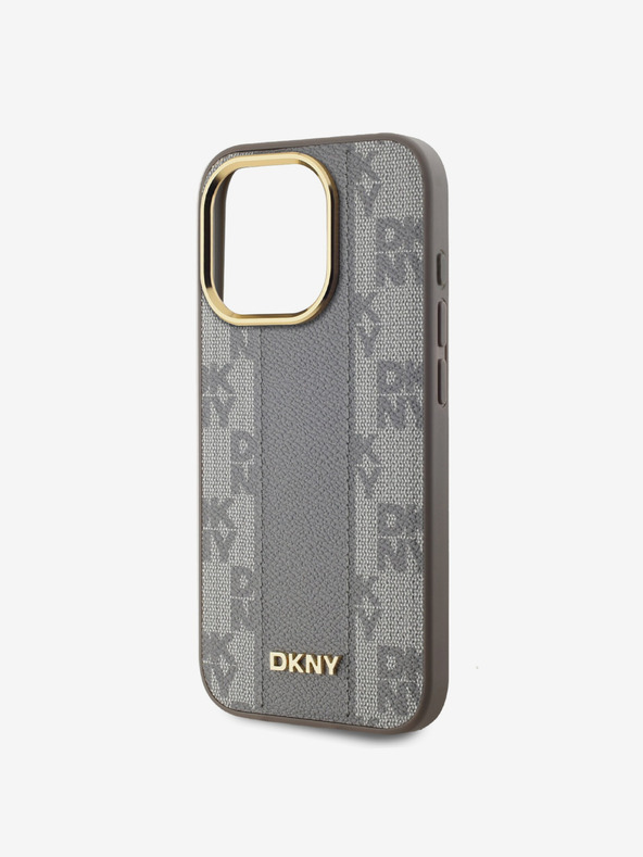 DKNY PU Leather Checkered Pattern Magsafe Zadní Kryt pro iPhone 15 Pro Max Beige DKNY