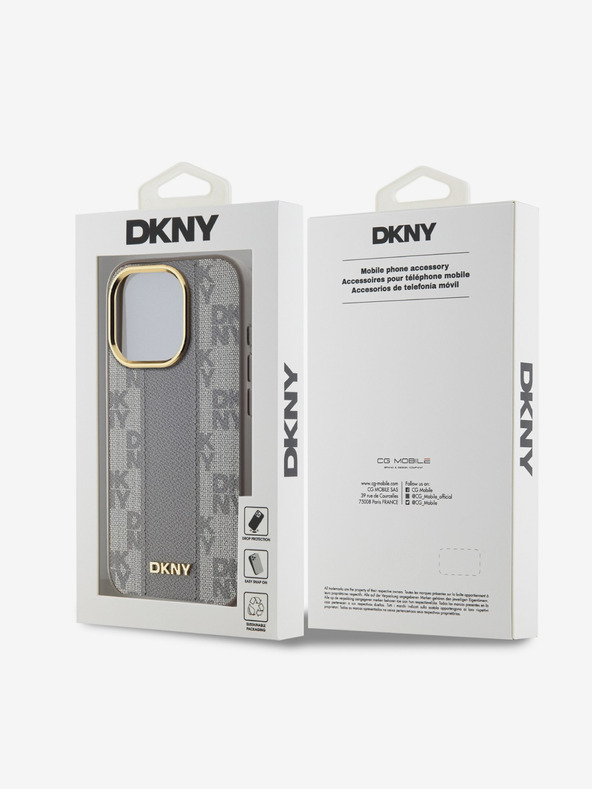 DKNY PU Leather Checkered Pattern Magsafe Zadní Kryt pro iPhone 15 Pro Max Beige DKNY