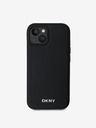 DKNY PU Leather Silver Metal Logo Magsafe Zadní Kryt pro iPhone 14 Black DKNY