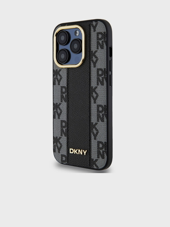 DKNY PU Leather Checkered Pattern Magsafe Zadní Kryt pro iPhone 15 Pro Black DKNY