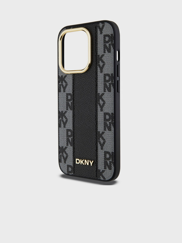DKNY PU Leather Checkered Pattern Magsafe Zadní Kryt pro iPhone 15 Pro Black DKNY
