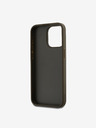 DKNY PU Leather Stack Logo Wrist Strap Zadní Kryt pro iPhone 14 Pro Max Brown DKNY