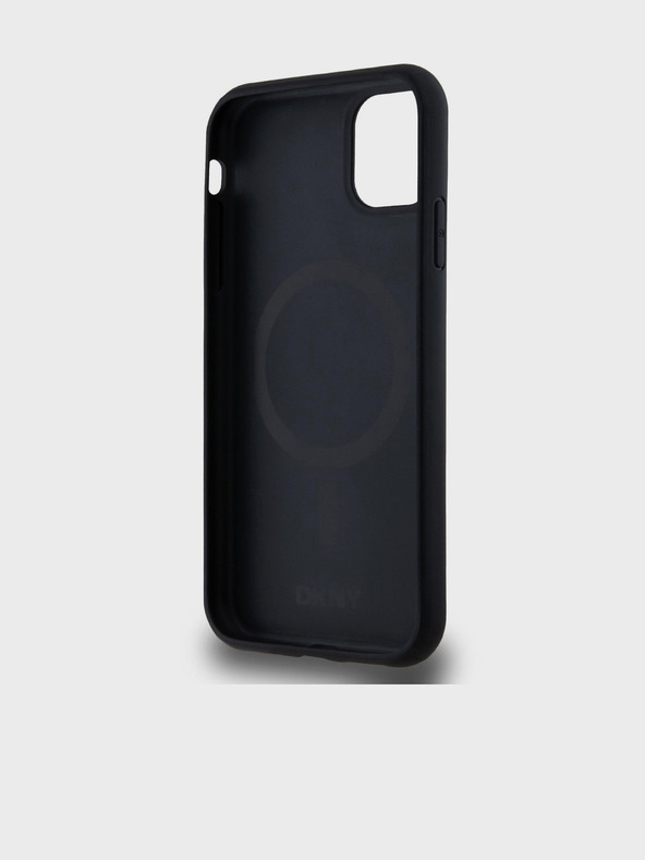 DKNY PU Leather Repeat Pattern Bottom Stripe MagSafe Zadní Kryt pro iPhone 11 Black DKNY