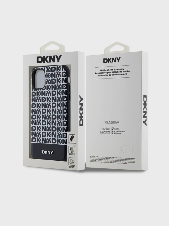 DKNY PU Leather Repeat Pattern Bottom Stripe MagSafe Zadní Kryt pro iPhone 11 Black DKNY