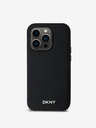DKNY PU Leather Silver Metal Logo Magsafe Zadní Kryt pro iPhone 14 Pro Black DKNY