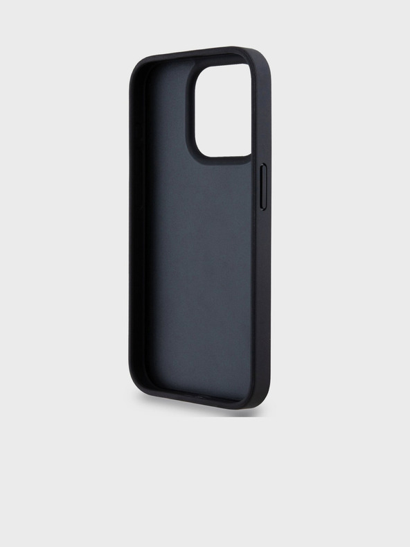DKNY PU Leather Repeat Pattern Tonal Stripe Zadní Kryt pro iPhone 14 Pro Max Black DKNY