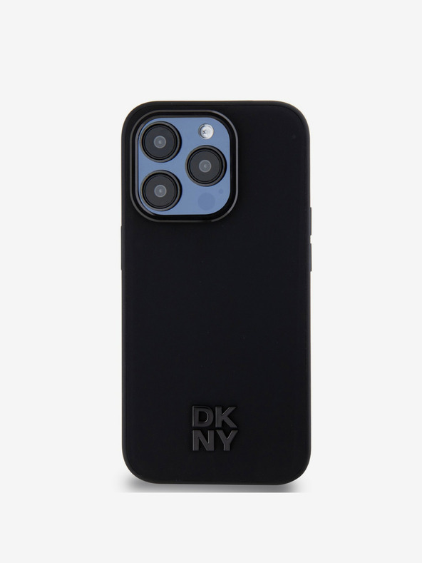 DKNY PU Leather Stack Logo Magsafe Zadní Kryt pro iPhone 15 Pro Max Black DKNY