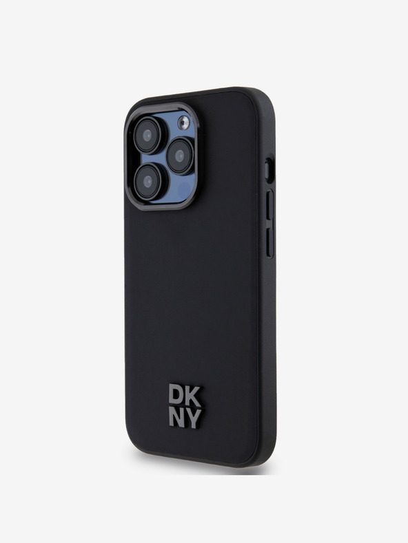 DKNY PU Leather Stack Logo Magsafe Zadní Kryt pro iPhone 15 Pro Max Black DKNY