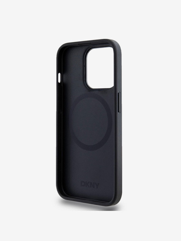DKNY PU Leather Stack Logo Magsafe Zadní Kryt pro iPhone 15 Pro Max Black DKNY