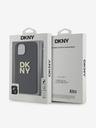 DKNY PU Leather Stack Logo Wrist Strap Zadní Kryt pro iPhone 13 Black DKNY