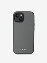 DKNY PU Leather Silver Metal Logo Magsafe Zadní Kryt pro iPhone 14 Grey DKNY