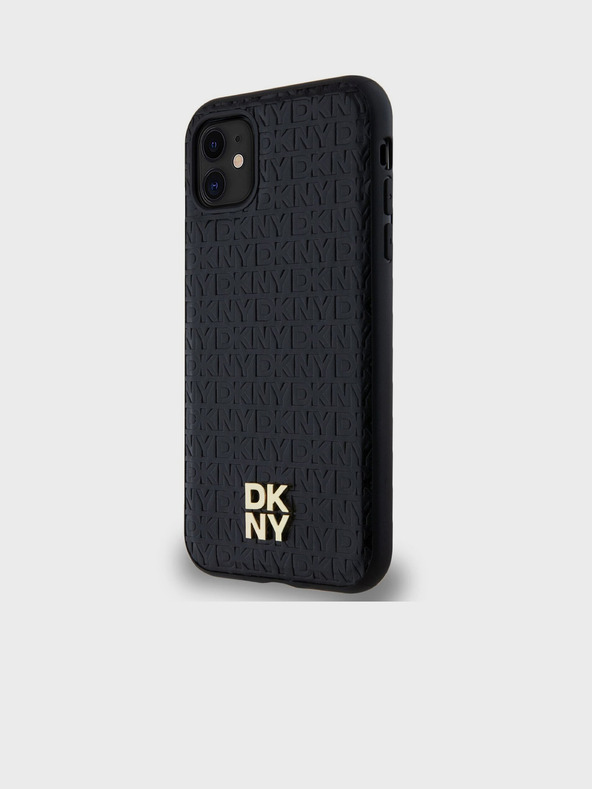 DKNY PU Leather Repeat Pattern Stack Logo Magsafe Zadní Kryt pro iPhone 11 Black DKNY