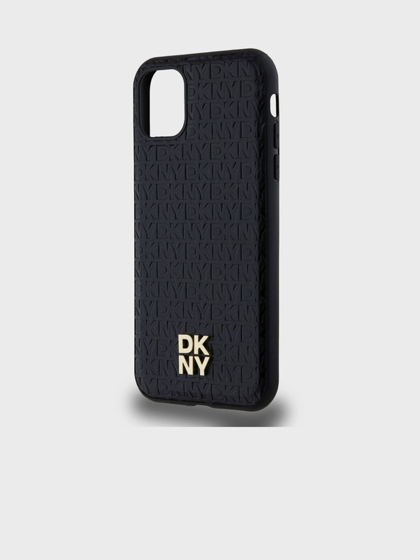 DKNY PU Leather Repeat Pattern Stack Logo Magsafe Zadní Kryt pro iPhone 11 Black DKNY
