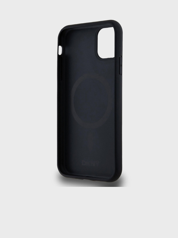 DKNY PU Leather Repeat Pattern Stack Logo Magsafe Zadní Kryt pro iPhone 11 Black DKNY