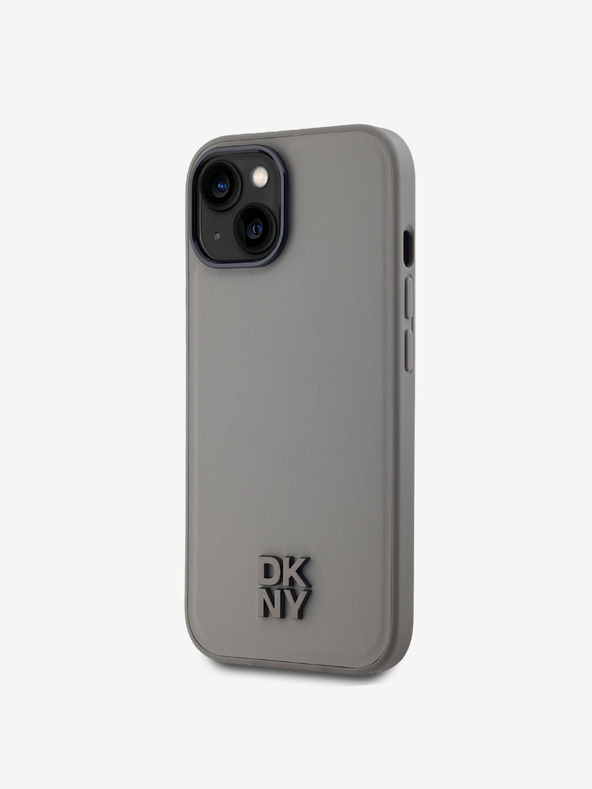 DKNY PU Leather Stack Logo Magsafe Zadní Kryt pro iPhone 15 Grey DKNY