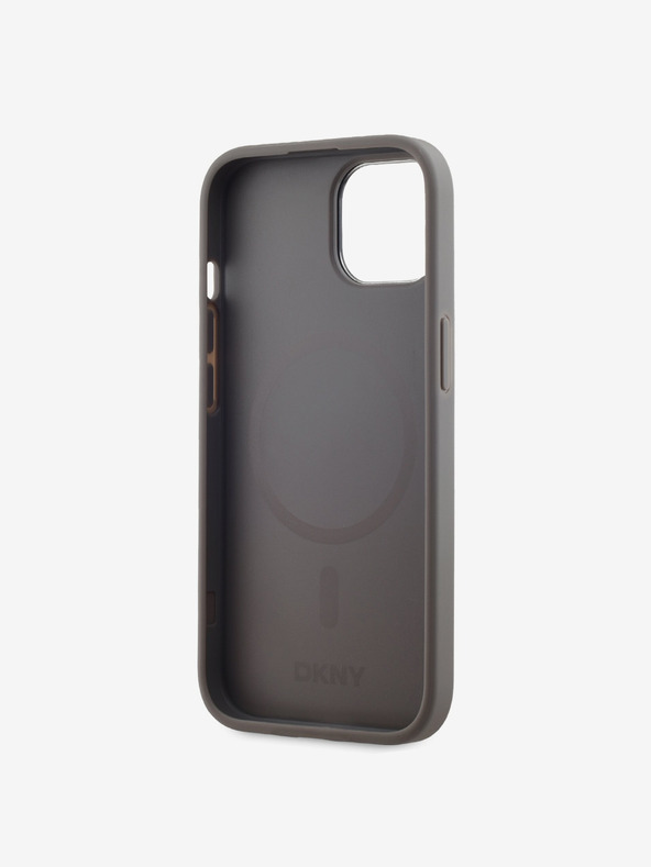 DKNY PU Leather Stack Logo Magsafe Zadní Kryt pro iPhone 15 Grey DKNY