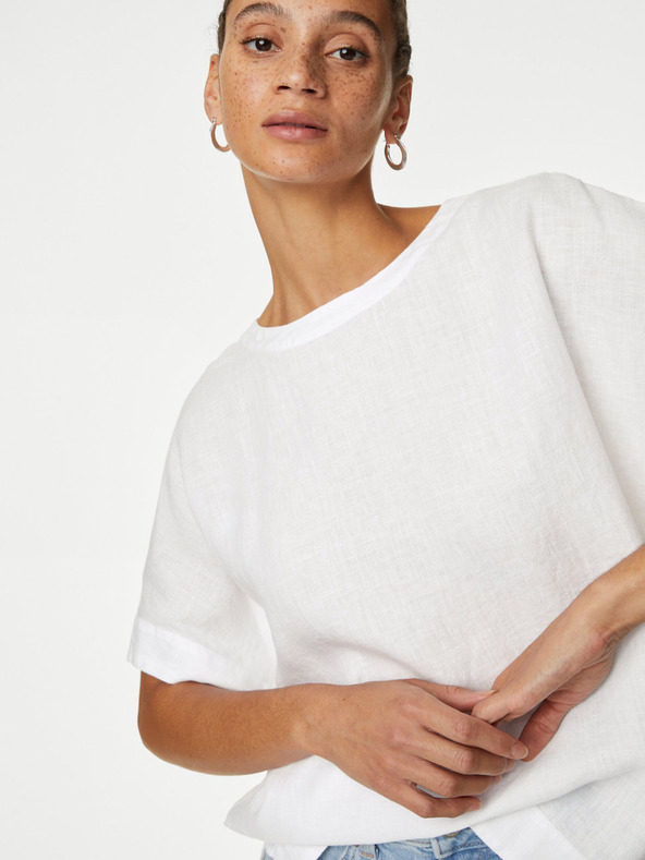 Marks & Spencer Bílá dámská lněná halenka Marks & Spencer