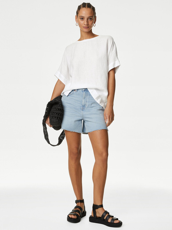 Marks & Spencer Bílá dámská lněná halenka Marks & Spencer