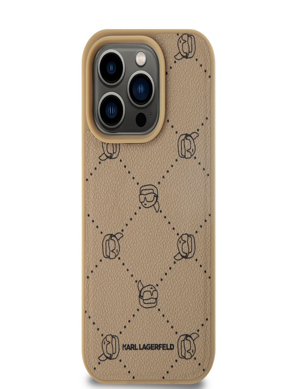 Karl Lagerfeld PU Karl Heads Pattern Magsafe Zadní Kryt pro iPhone 15 Pro Max Beige Karl Lagerfeld
